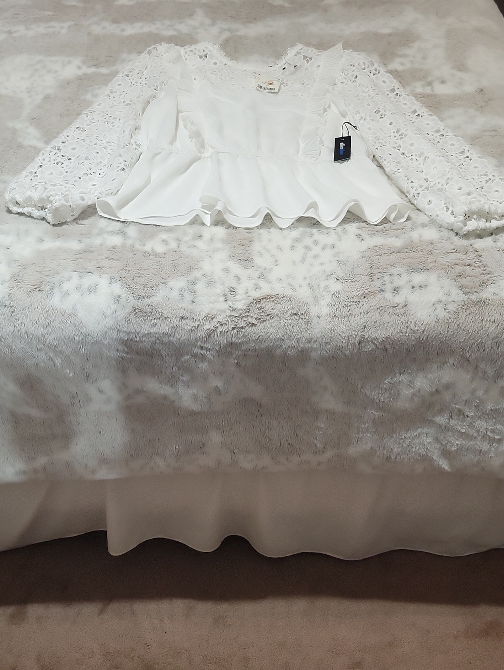 Womens aliceblue White Peplum Top